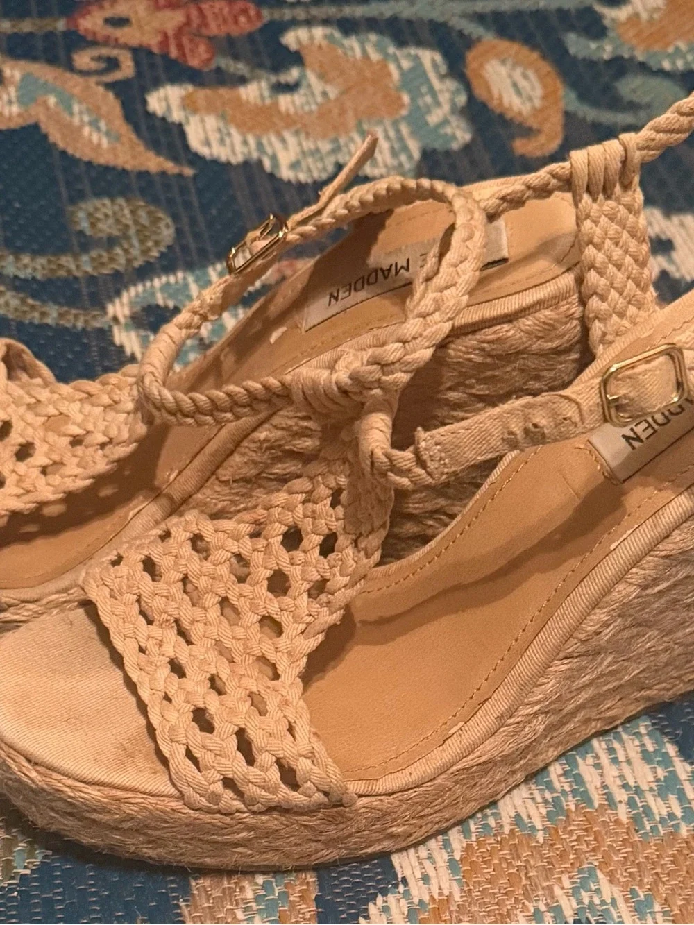 Steve Madden Natural Woven Espadrille Wedge Sandals